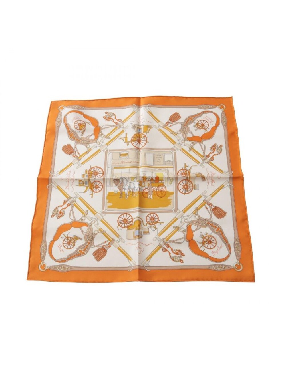 Hermes Scarf Petit Carre 40 Palonniers Orange Silk